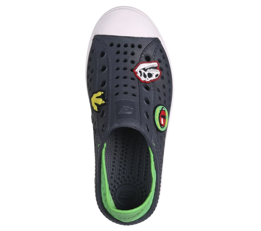 SKECHERS Kids' Foamies Guzman Steps - Dino-Might Sneakers in Charcoal & Lime
