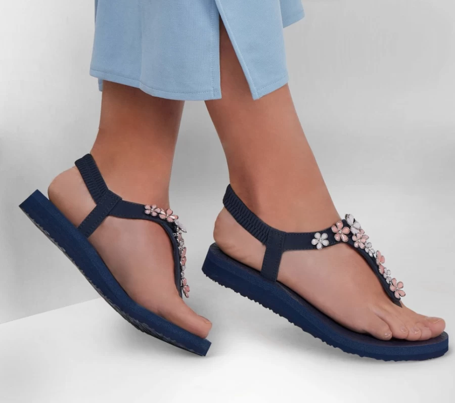 SKECHERS Women's Navy & Pink Glass Daisy Meditation Sandals