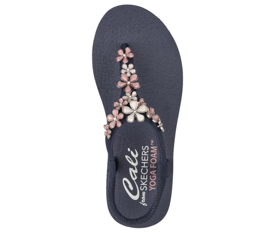 SKECHERS Women's Navy & Pink Glass Daisy Meditation Sandals