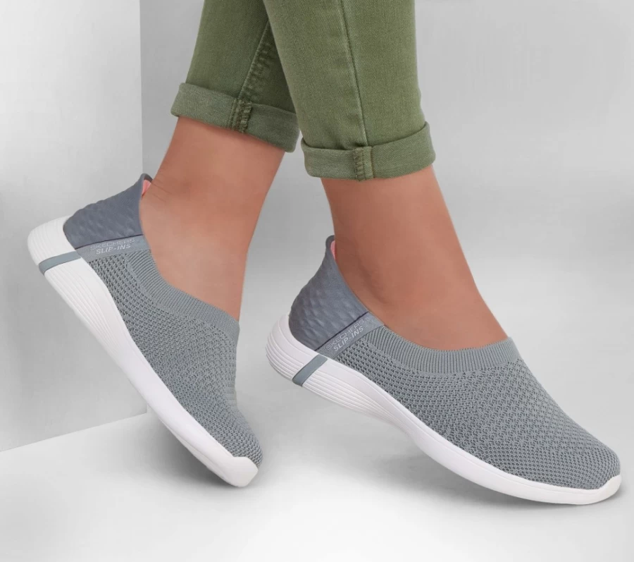 SKECHERS Women's Slip-On Gray Sneakers - Lightweight Slip-Ins for Comfort & Swift On-The-Go Wear