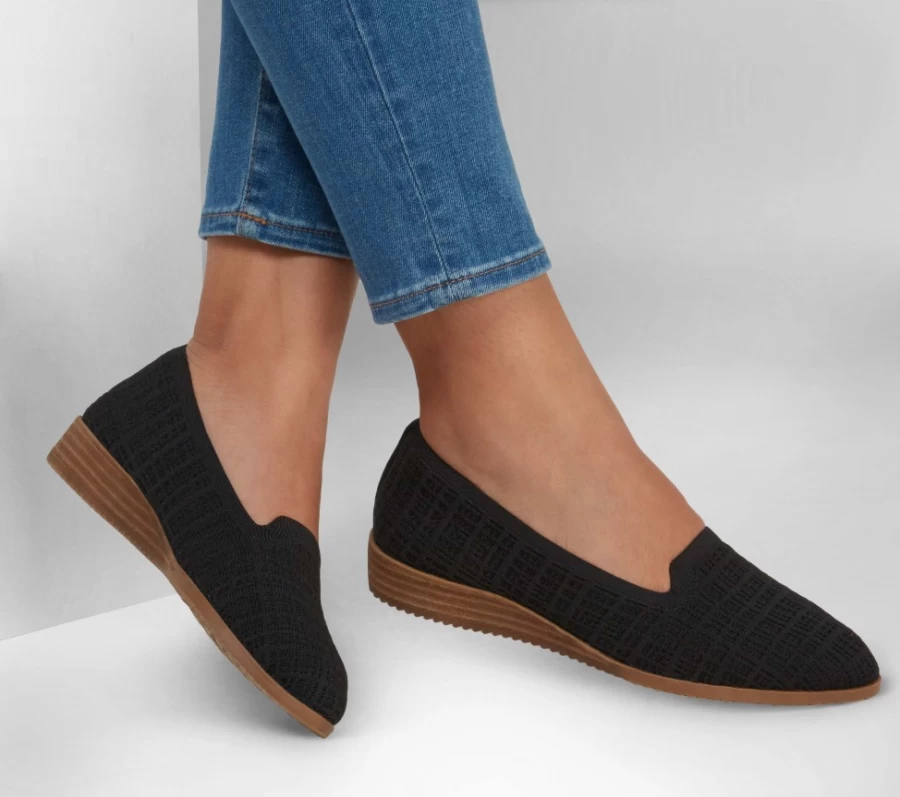 SKECHERS Women's Cleo Sawdust Sneakers in Black - Comfortable Casual Shoes