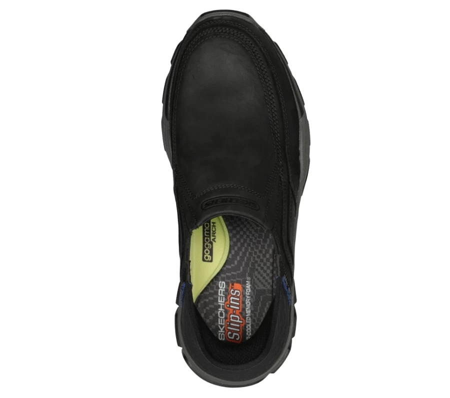 SKECHERS Men's Slip-Ins Respected Elgin Sneakers in Black - Comfortable Slip-On Shoes for Men