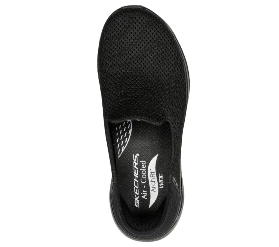 SKECHERS Women's Go Walk Arch Fit Slip-On Walking Shoes - Black Summer Comfort