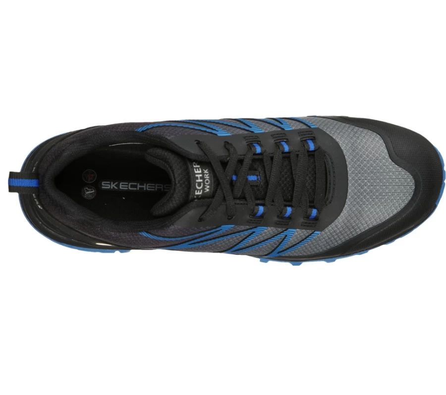 SKECHERS Men's Puxal ESD Composite Toe Work Shoes in Black & Blue