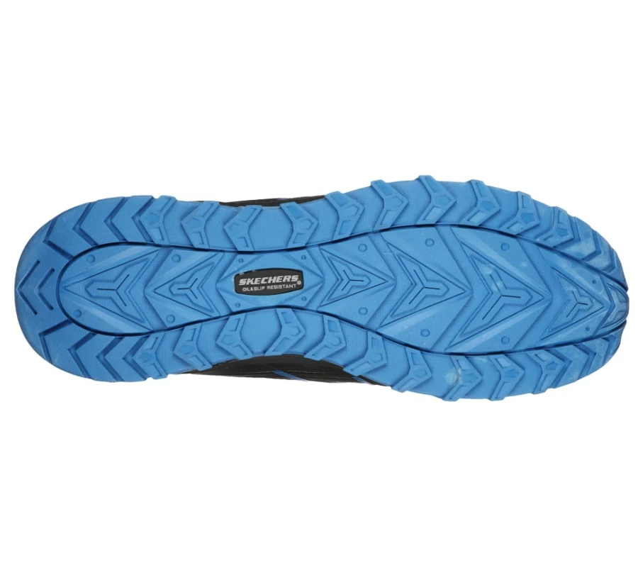 SKECHERS Men's Puxal ESD Composite Toe Work Shoes in Black & Blue