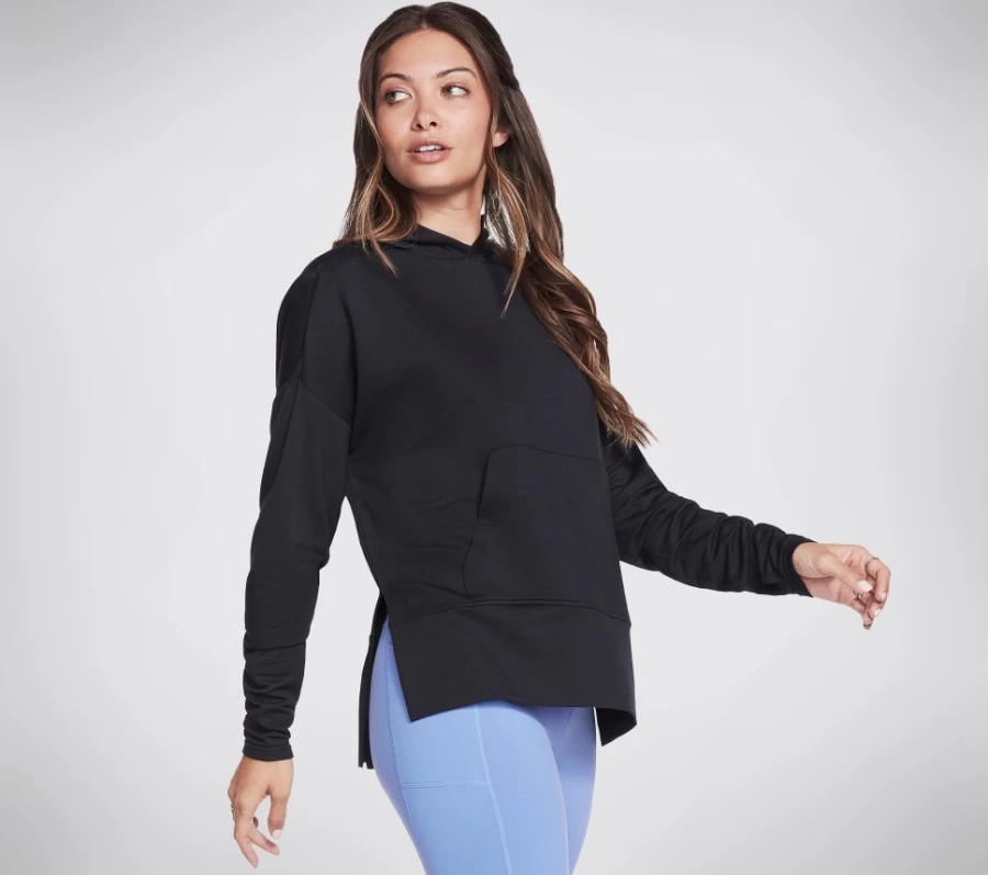 SKECHERS Women's Black Skechluxe Restful Long Sleeve Hoodie