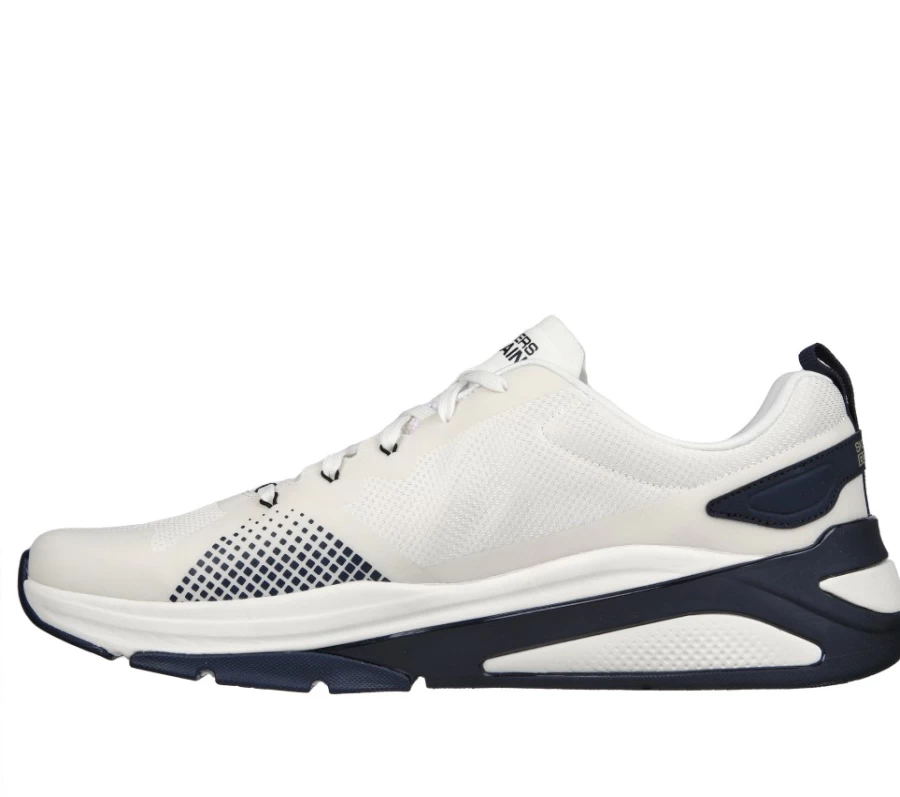 SKECHERS Men's Go Train Stability Strong Form Sneakers in White/Navy - Supportive Training Shoes