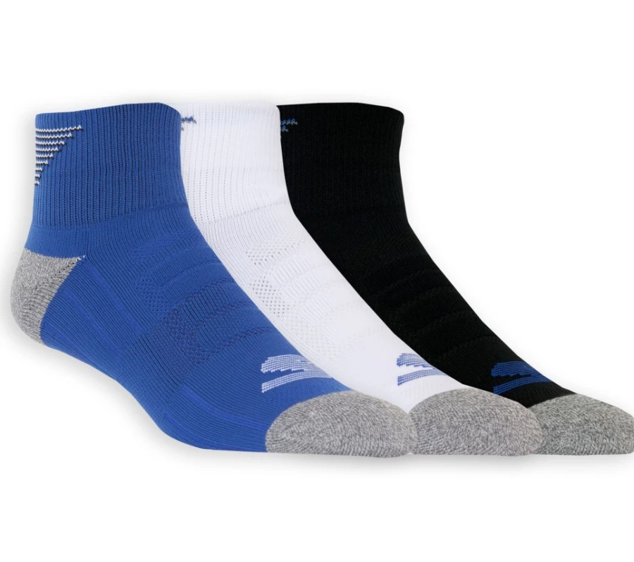 SKECHERS Men's 3-Pack Assorted Color Quarter Crew Athletic Socks for Sports & Casual Wear
