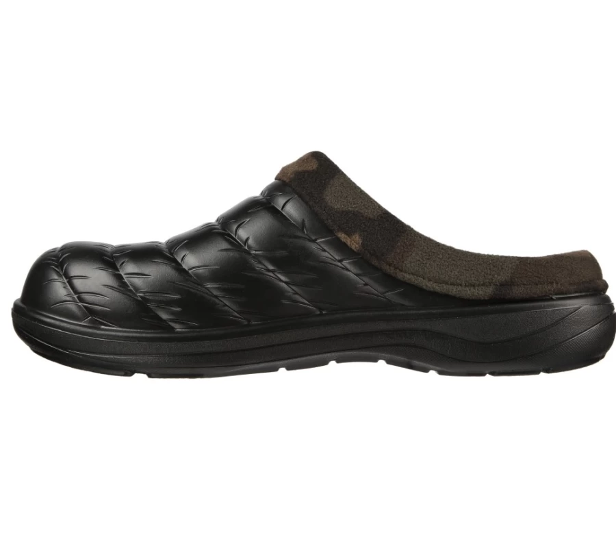 SKECHERS Men's Foamies Cozy Camper Lined Slip-On Sneakers - Black/Multi Color, Mellow Vibe Comfort Shoes