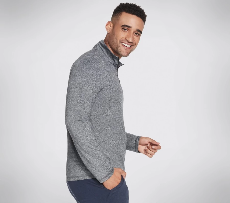 SKECHERS Men's Skech-Air Zip Pullover Hoodie - Black & White Athletic Jacket