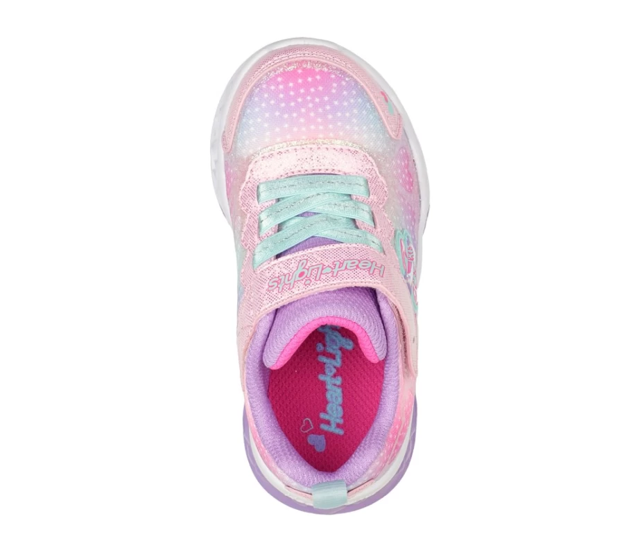 SKECHERS Kids' Flutter Heart Lights - Pink & Multi Color Light-Up Shoes for Girls
