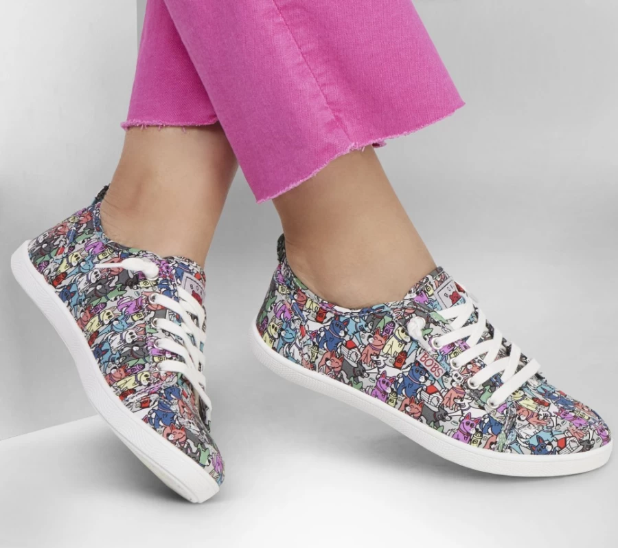 SKECHERS Women's Bobs B Cute - Friends Fur-Ever Sneakers in Gray / Multi Color
