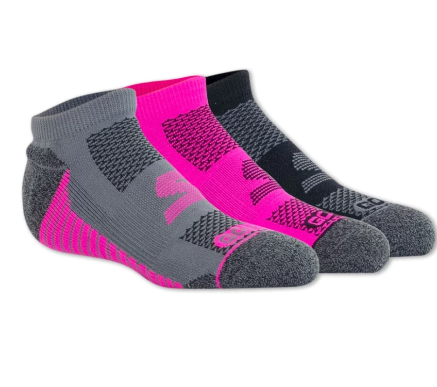 SKECHERS Women's 3 Pack Godri Socks - Black & Pink Athletic Socks for Comfort & Style