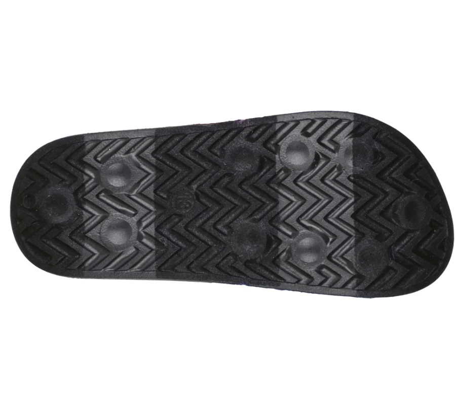 SKECHERS Kids' Sunny Slides - Fuzzy Steps Sandals in Black & Multi Colors