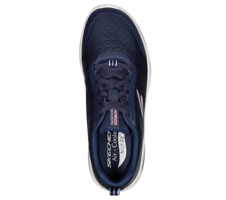 SKECHERS Women's Go Walk Arch Fit - Uptown Summer Sneakers in Navy & Pink | Comfortable Walking Shoes
