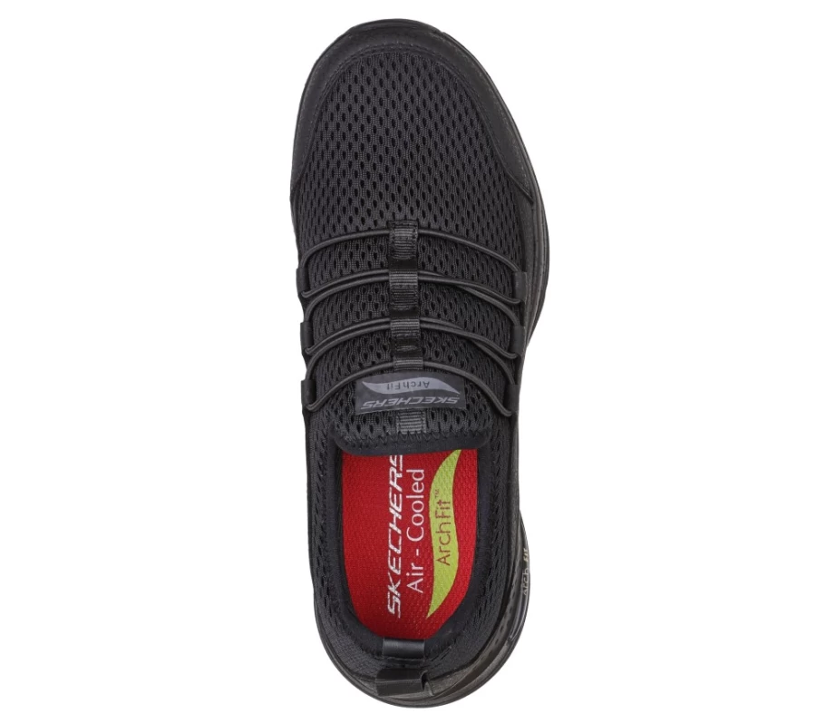 SKECHERS Women's Arch Fit Sr - Jitsy Black Work Shoes