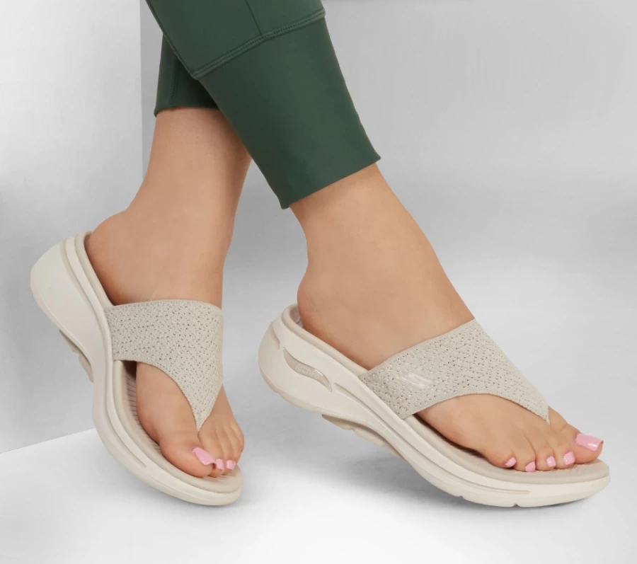 SKECHERS Women's Go Walk Arch Fit - Weekender Slip-On Sneakers in Natural Color for Comfort & Support
