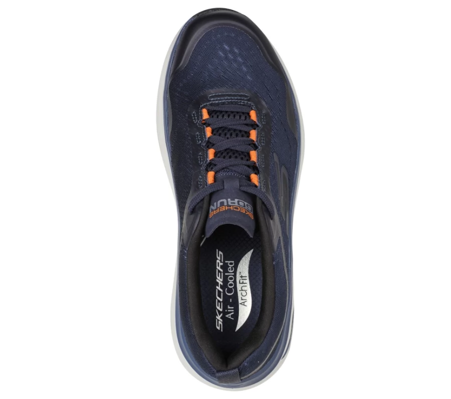 SKECHERS Men's Max Cushioning Arch Fit Sneakers in Navy/Orange - Supportive Comfort Walking Shoes