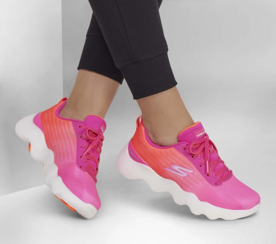 SKECHERS Women's Go Walk Massage Fit - Ultra Glow Sneakers in Pink & Orange