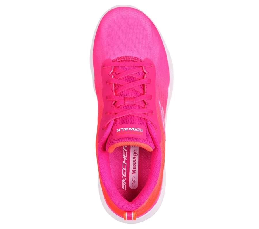 SKECHERS Women's Go Walk Massage Fit - Ultra Glow Sneakers in Pink & Orange