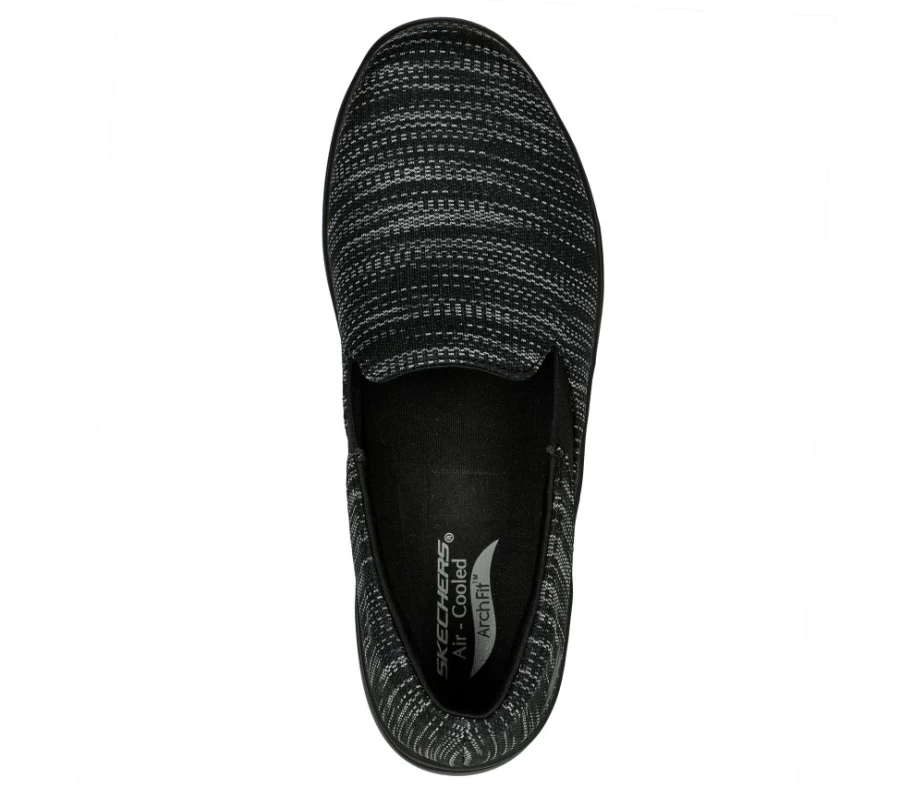 SKECHERS Arch Fit Uplift - Women's Comfort Walking Shoes in Black & Gray | Cheerful Support & Cushioning