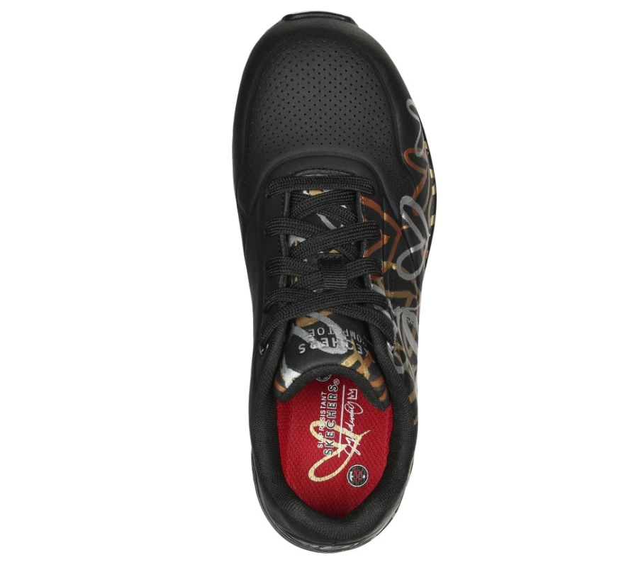 SKECHERS Women's Work X Jgoldcrown Uno Sr Sneakers in Black & Gold