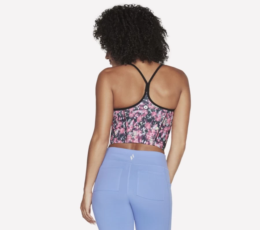 SKECHERS Women's Go Stretch Fantasy Fields Racerback Sports Bra - Black, Red, Blue for Yoga & Workout