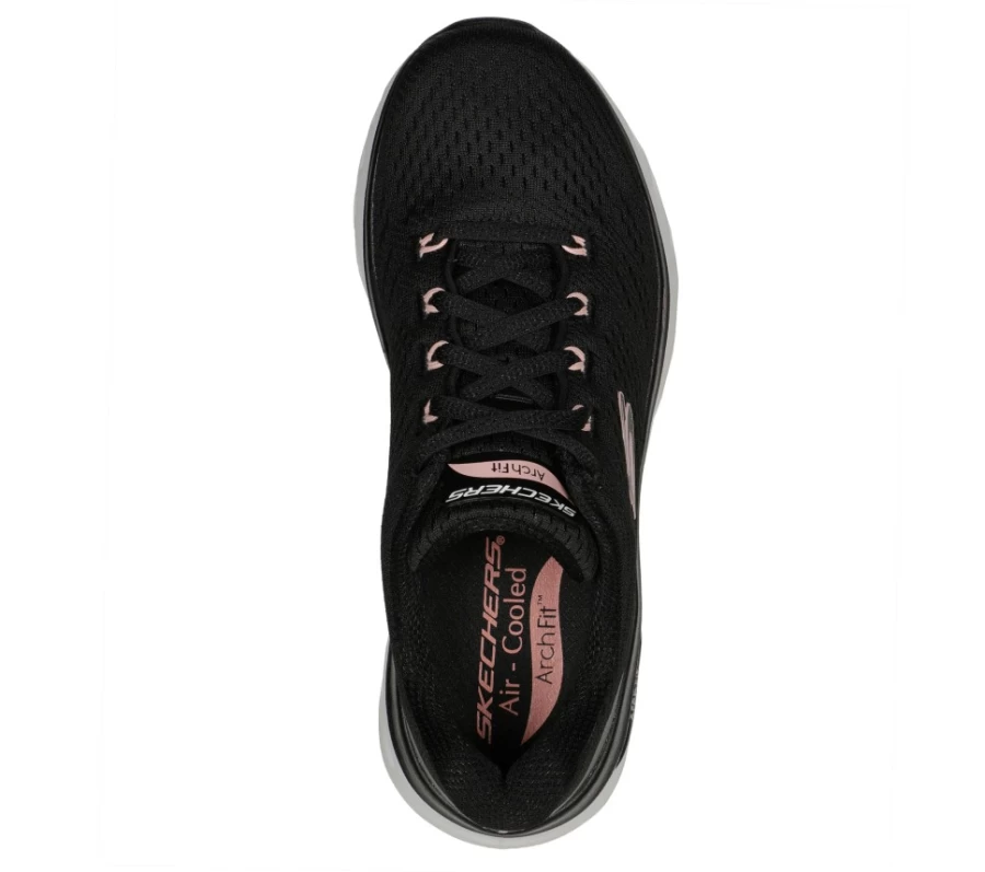 SKECHERS Women's Arch Fit Glide-Step Sneakers in Black & Pink - Top Glory Comfort Walking Shoes