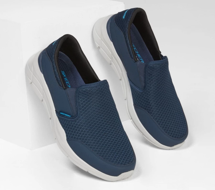 SKECHERS Men's Equalizer 4.0 Slip-On Sneakers in Navy - Relaxed Fit Comfort Walking Shoes