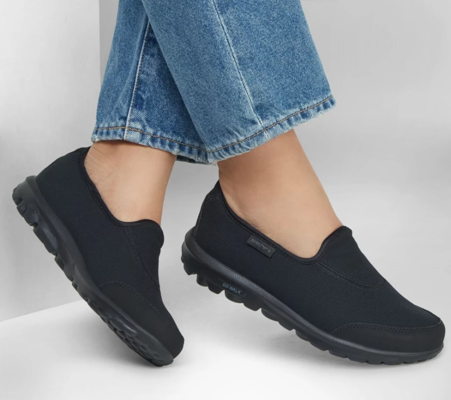 SKECHERS Women's Go Walk Travel - Ideal Sunset Black Walking Shoes for Comfort & Style