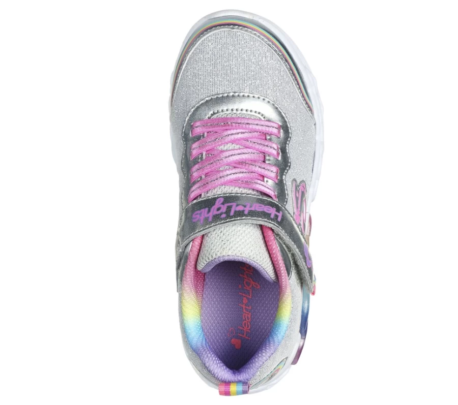 SKECHERS Kids' Infinite Heart Lights - Silver/Multi Love Prism Light-Up Shoes