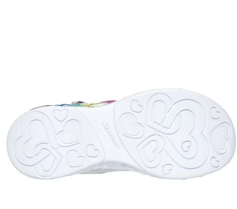SKECHERS Kids' Infinite Heart Lights - Silver/Multi Love Prism Light-Up Shoes