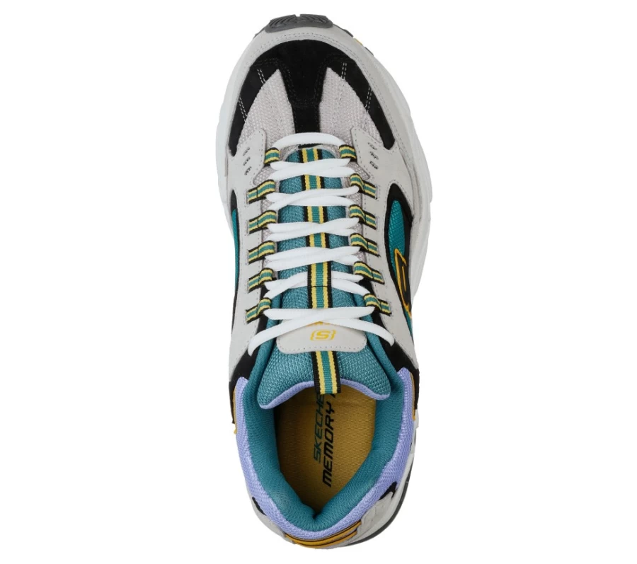 SKECHERS Men's Stamina Cutback Sneakers in White / Multi Colorway