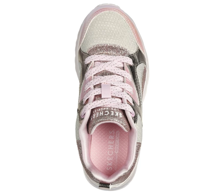 SKECHERS Kids Uno Lite - Metallic Steps Sneakers in Rose Gold