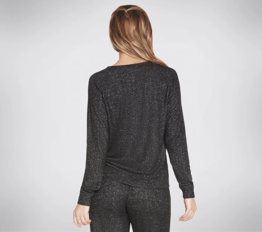 SKECHERS Women's Black & Charcoal 4 Paws Cozy Pullover Shirt - Bobs Apparel Comfort Wear