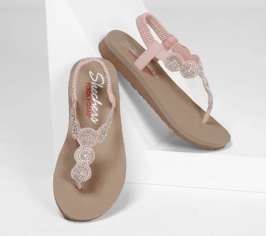 "SKECHERS Women's Light Pink Stars & Sparkle Meditation Shoes"