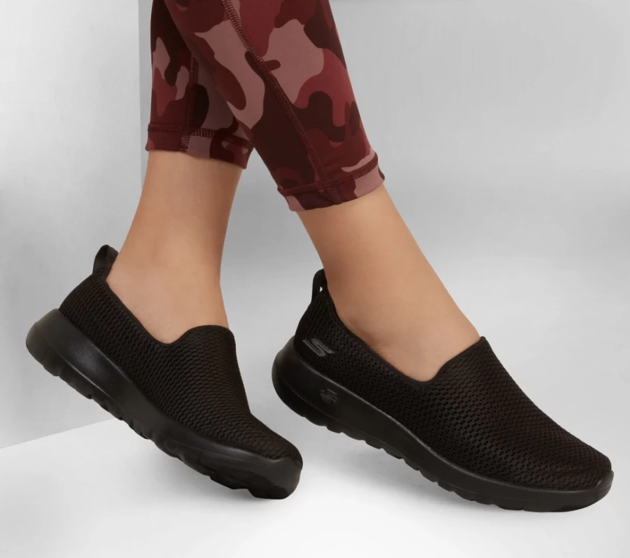 SKECHERS Women's Go Walk Joy Slip-On Sneakers in Black - Lightweight Comfort Walking Shoes