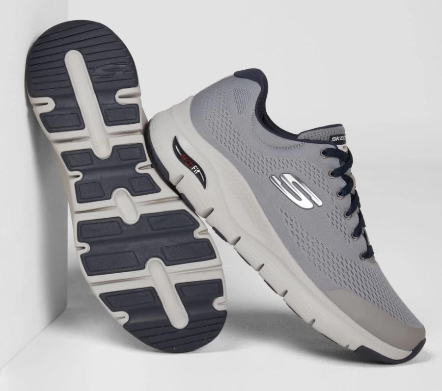 SKECHERS Men's Arch Fit Sneakers - Comfortable Walking Shoes in Gray & Navy