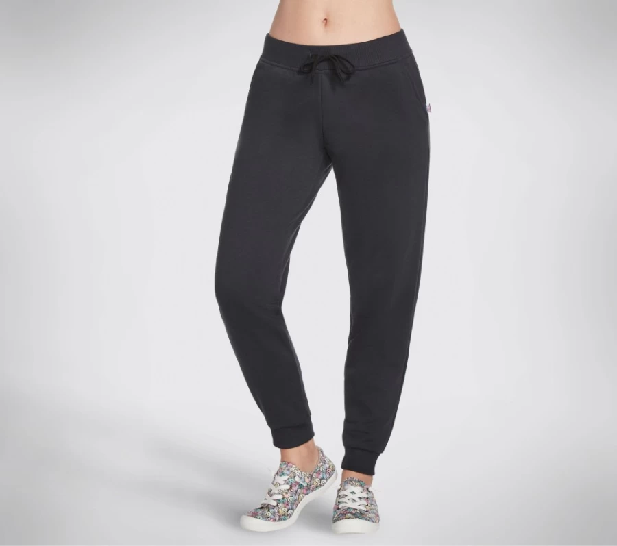 SKECHERS Women's Black French Terry Jogger Pants - Comfortable Lounge & Athletic Wear