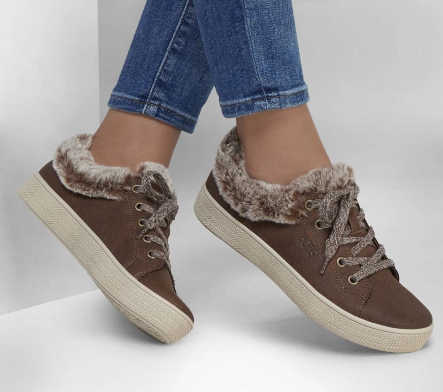 SKECHERS Women's Bobs B Extra Cute - Winter Daze Slip-On Sneakers in Brown