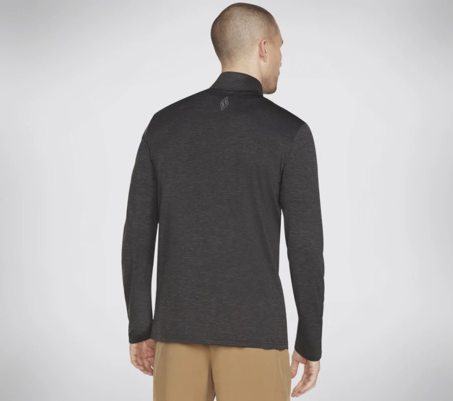 SKECHERS Men's On The Road 1/4 Zip Pullover - Black & Charcoal Athletic Jacket