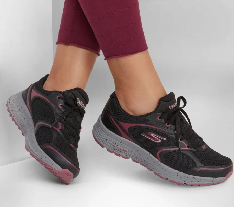 SKECHERS Women's Go Run Consistent - Vivid Horizon Running Shoes in Black/Burgundy