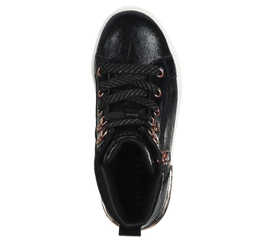 SKECHERS Kids Shoutouts Deluxe Sneakers in Black & Rose Gold - Comfortable Athletic Shoes for Children
