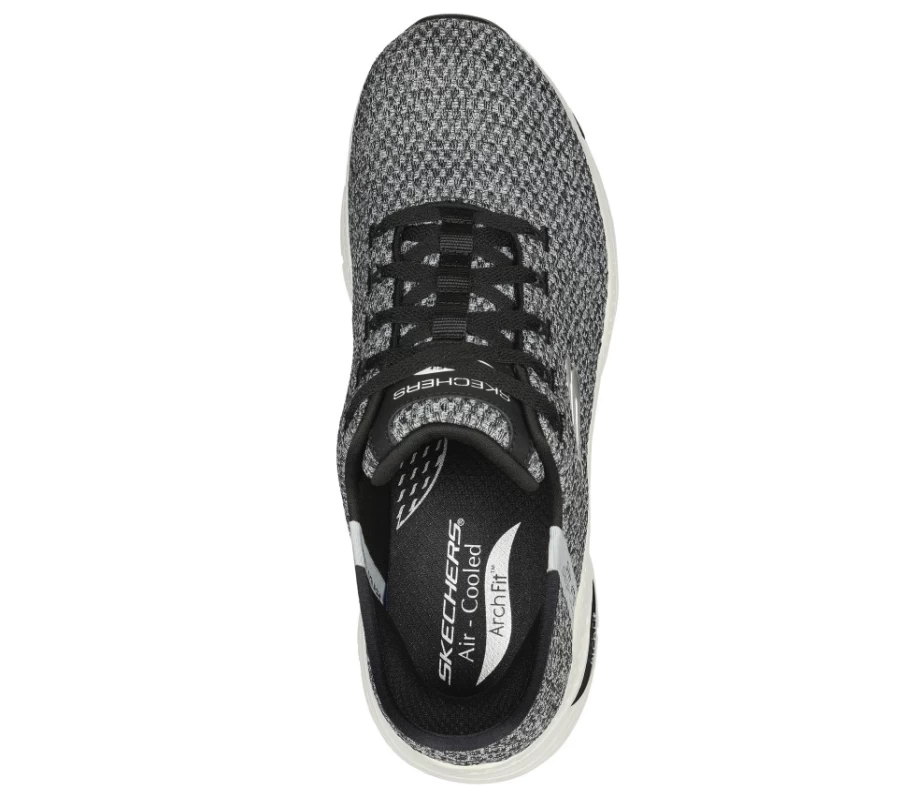 SKECHERS Men's Arch Fit Slip-On Sneakers in White & Black - New Verse Slip-Ins Comfort Shoes