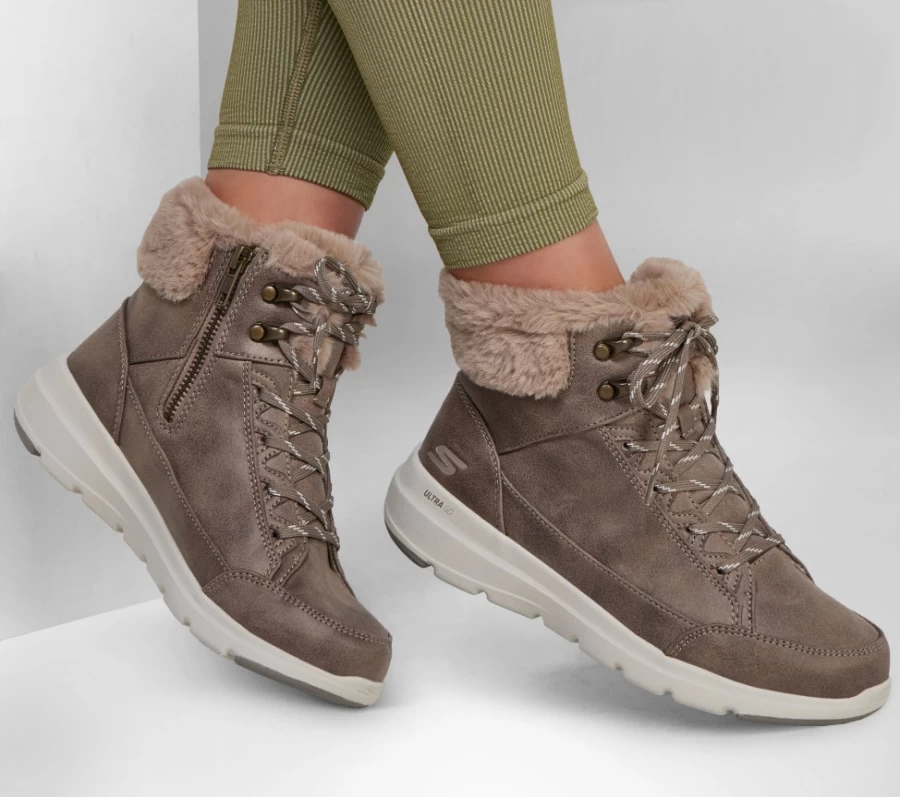 SKECHERS Women's On-The-Go Glacial Ultra Cozy Sneakers in Dark Taupe - Lightweight Comfort for All-Day Wear