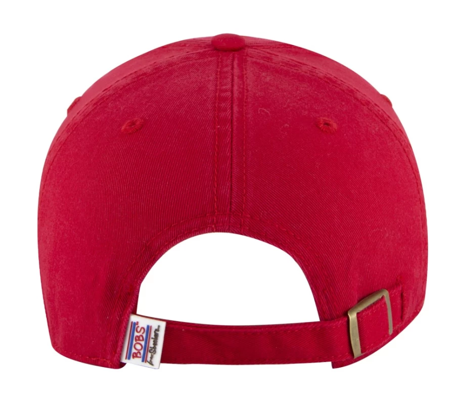 SKECHERS Women's Red Paw Print Twill Washed Hat - Casual Vintage Baseball Cap