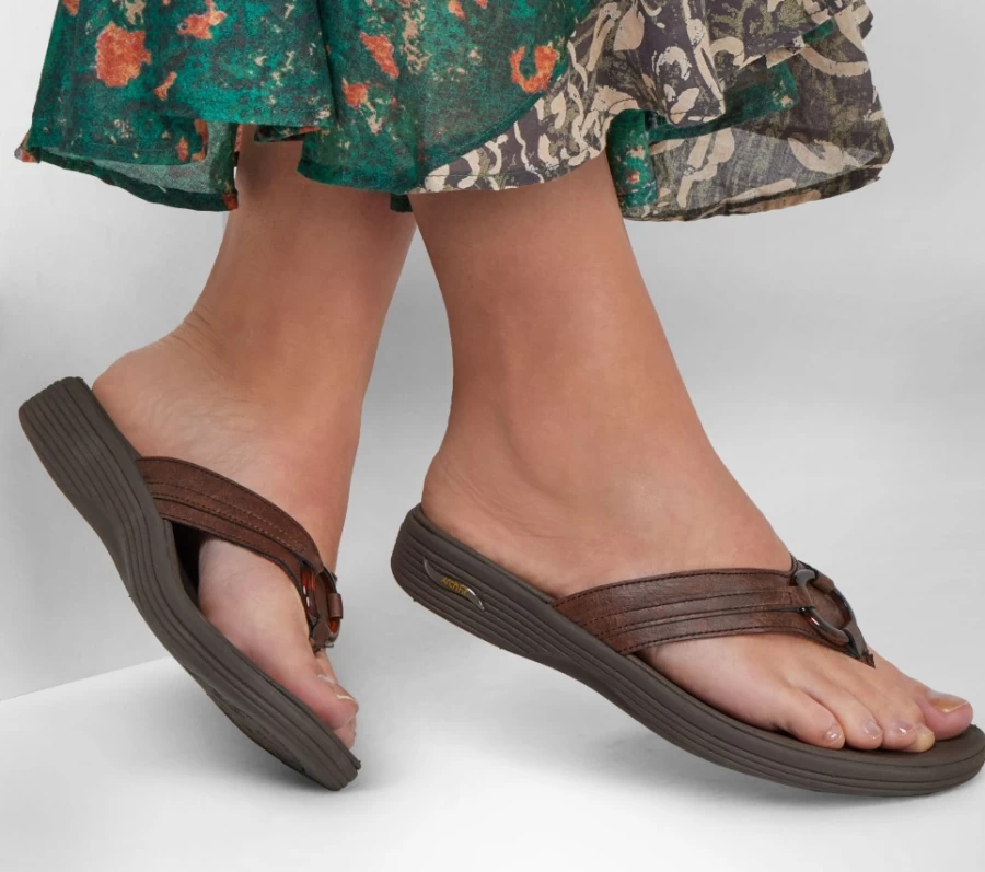 SKECHERS Women's Arch Fit Maui - Summer Fun Sandals in Brown | Comfortable & Stylish Footwear