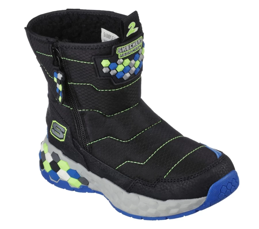 SKECHERS Kids Mega-Craft 2.0 Cubobreeze Sneakers - Black & Lime Lightweight Athletic Shoes for Children