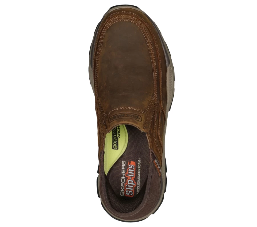 SKECHERS Men's Slip-On Sneakers in Brown - Comfortable Slip-Ins Elgin Style