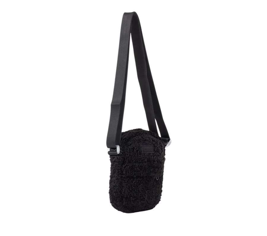 SKECHERS Women's Black Faux Sherpa Crossbody Camera Bag - Stylish & Cozy